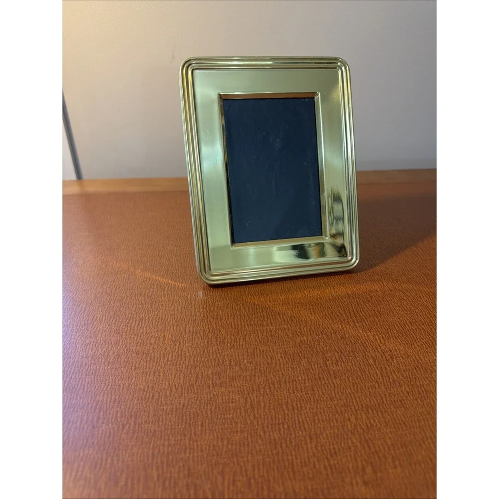 Vtg MCM Gold Picture Frame Free Standing Holds 3